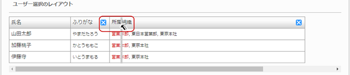 項目の表示幅を変更する