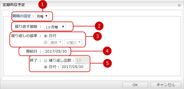 月間隔で設定する