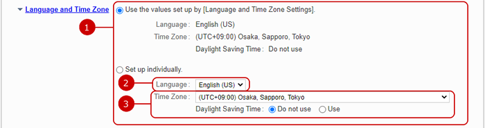 Language and Time Zone
