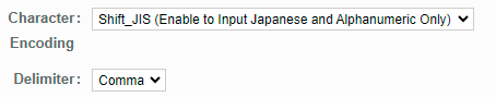 Selection of character encoding and delimiter