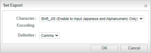 Selection of character encoding and delimiter