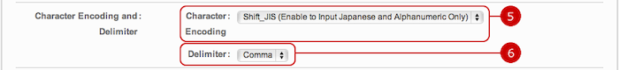 Choose a character encoding and delimiter of the file.