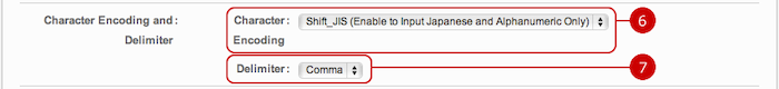 Choose a character encoding and delimiter of the file.