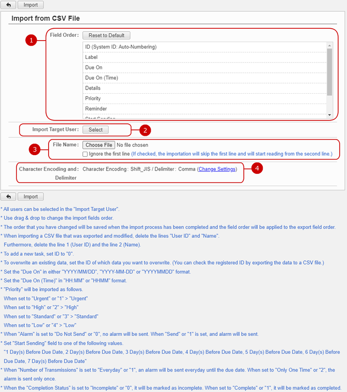 To Add a batch of Task from File (Import)