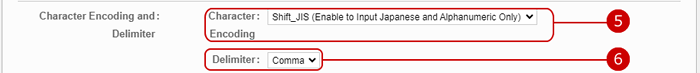 Choose a character encoding and delimiter of the file.