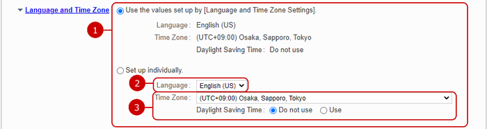 Language and Time Zone