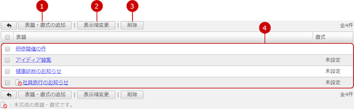 表題・書式を設定する