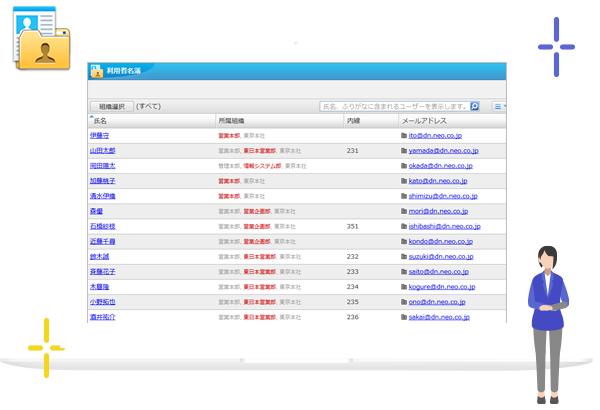 desknet's NEOを利用しているユーザー情報を確認・検索。
