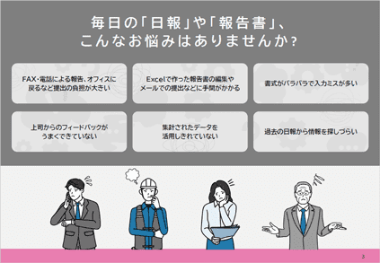 AppSuiteならできる！日報の悩みはアプリで解消 2、3ページ目