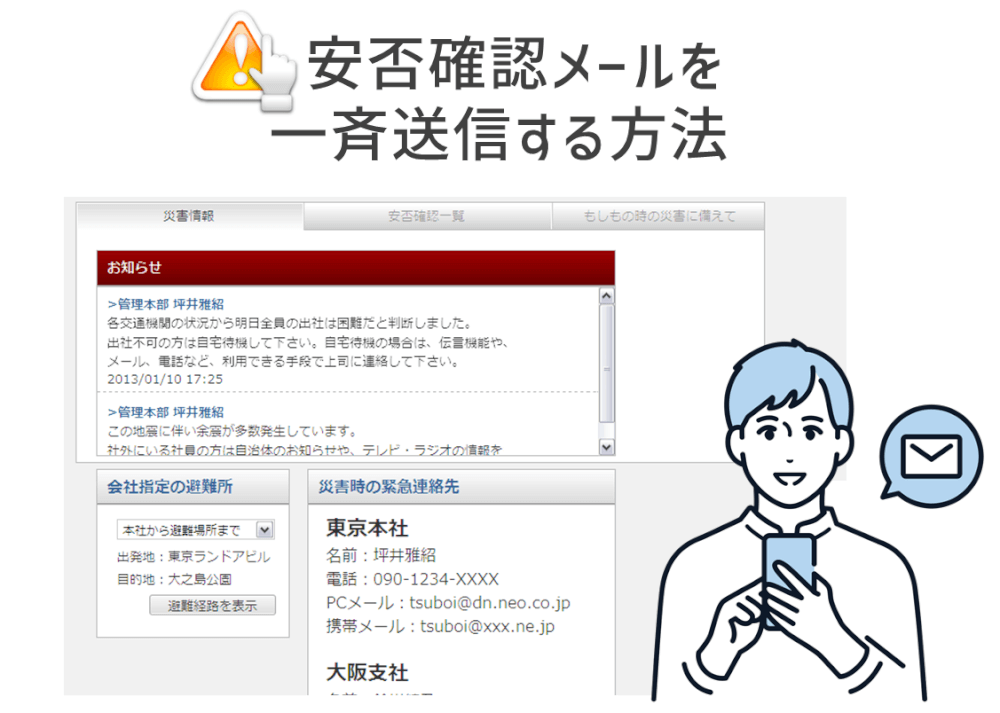 安否確認メールを一斉送信する方法