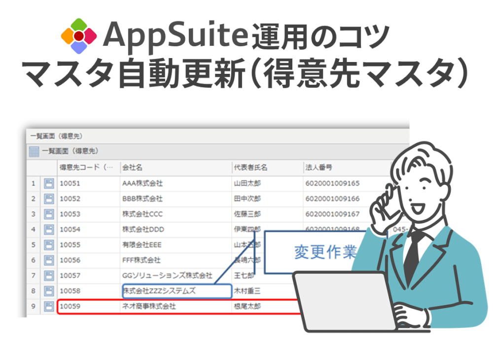 【AppSuite 運用のコツ】マスタ自動更新（得意先マスタ）