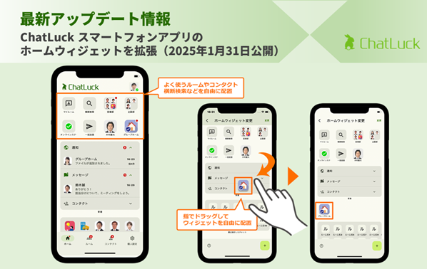 ビジネスチャット『ChatLuck』アップデート情報：スマートフォンアプリのホームウィジェットを拡張